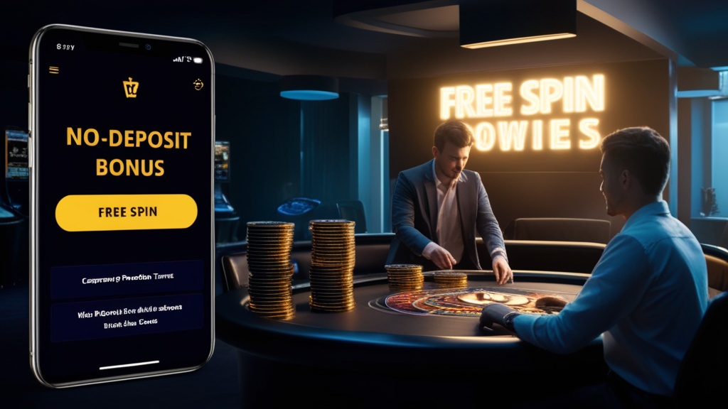 Promocja bez depozytu pokazana na ekranie telefonu w kasynie